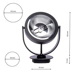 Reflektor podtynkowy Lugar Czarny 1xAR111/GU10