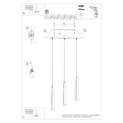 Lampa wisząca potrójna Prysm listwa 3xG9 biała
