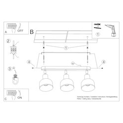 Lampa sufitowa z reflektorami Elba 3xE27 biała