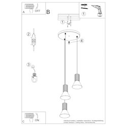 Lampa wisząca potrójna Estria 3xE14 beżowa/zielona oliwka