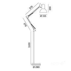 Lampa podłogowa przegubowa 1xE27 200cm biała
