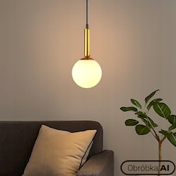 Lampa wisząca mleczna kula Bali 15cm 1xE27 złota