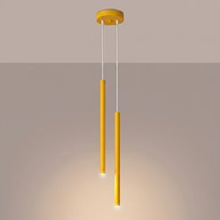 Lampa wisząca podwójna tuba Pastelo 2xG9 okrągła żółta