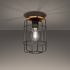 Lampa sufitowa Loft GOTTO 1xE27 drewno i czarny drut