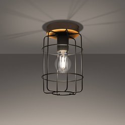 Lampa sufitowa Loft GOTTO 1xE27 drewno i czarny drut
