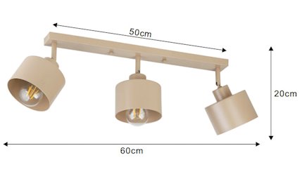 Lampa sufitowa Loft 3xE27 Elena listwa beżowa