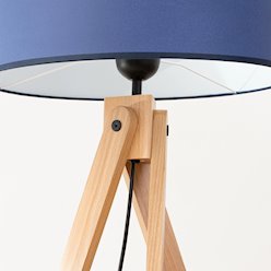 Lampa podłogowa drewniana Natt 1xE27 z granatowym abażurem