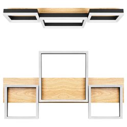 Lampa sufitowa LED kwadraty 70W z pilotem - drewniana podstawa