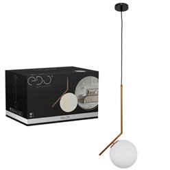 Złota lampa wisząca PELOTA 1xE27 z białą kulą