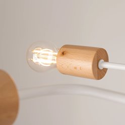 Żyrandol drewniany Timbo 8xE27 biały/naturalne drewno