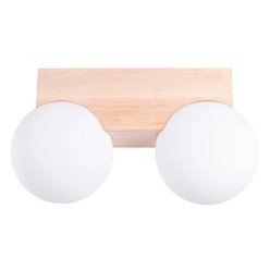 Lampa drewniana z mleczną kulą Bulbo 2xG9 naturalne drewno