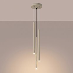 Lampa wisząca potrójna tuba Pastelo 3P 3xG9 okrągła taupe
