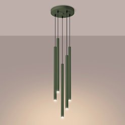Lampa wisząca 5-punktowa Pastelo 5xG9 okrągła zielona oliwka