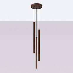 Lampa wisząca potrójna tuba Pastelo 3P 3xG9 brązowa