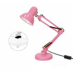 Lampka biurkowa kreślarska 1xE27 z klipsem różowa