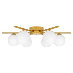 Złota lampa sufitowa mleczne kule 6xG9 58cm