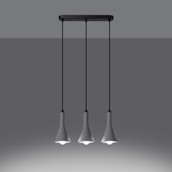 Lampa wisząca stożek REA 3xE14 beton - listwa