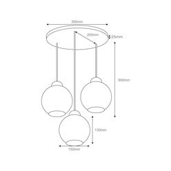 Lampa wisząca Orbita 3xE27 dymione klosze - czarna