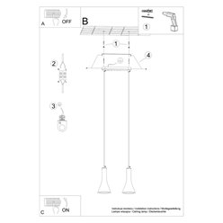 Lampa wisząca stożek REA 2xE14 beton - listwa