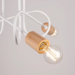 Żyrandol drewniany Ember 3xE27 biały/naturalne drewno