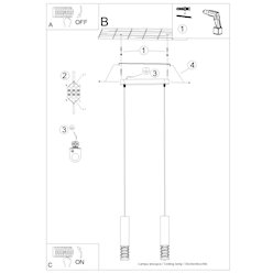 Lampa wisząca podwójna Lami 2xGU10 listwa biała