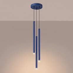 Lampa wisząca potrójna tuba Pastelo 3P 3xG9 okrągła ultramarynowa