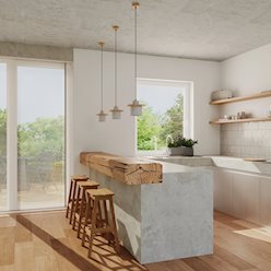 Lampa wisząca betonowa Mab 1xE27 szara/naturalne drewno