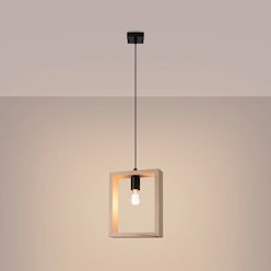 Lampa wisząca drewniana Aries 1xE27 naturalne drewno