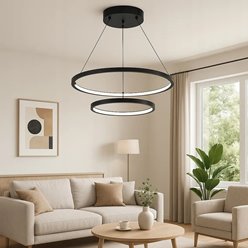 Lampa wisząca okręgi Lion 40cm 60cm 64W czarna