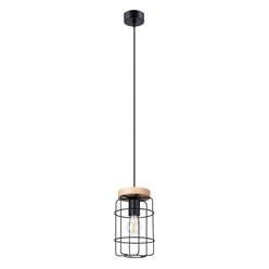 Lampa wisząca Loft GOTTO 1xE27 drewno i czarny drut