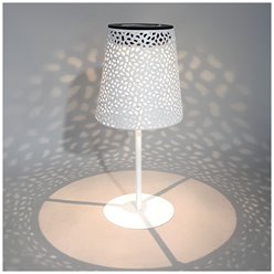 Lampa stołowa solarna z ażurowym kloszem IP44 biała