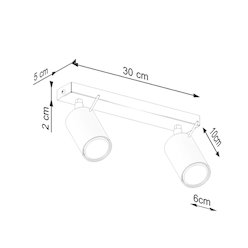 Kinkiet listwa z reflektorami Ring 2xGU10 zielony oliwkowy