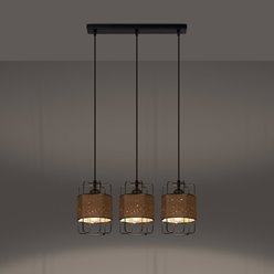 Lampa wisząca Loft GIZUR 3xE27 czarna ze sznurem