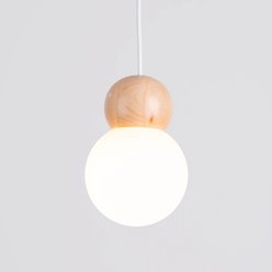 Lampa wiszące kule Pekka okrągła 3xG9 biała/naturalne drewno