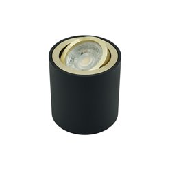 Tuba sufitowa GU10 okrągła 80x84mm czarna - złoty Ring