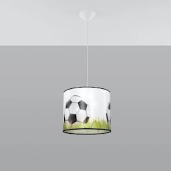 Lampa wisząca dziecięca Football C 30 1xE27 biało-czarno-zielona