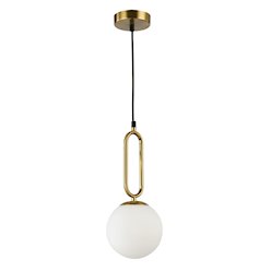 Lampa wisząca mleczna kula Bali 15cm 1xE27 dekor złota