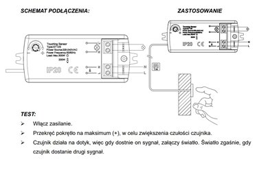 Włącznik dotykowy 230V 200W