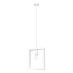 Lampa wisząca drewniana Aries 1xE27 biała