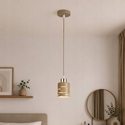 Lampa wisząca pojedyncza Timber 1xE27 beż-złoto