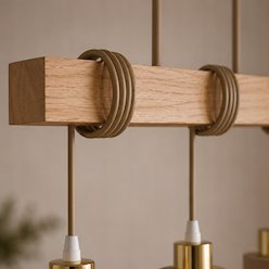 Lampa wisząca belka Timber 3xE27 beż-złoto