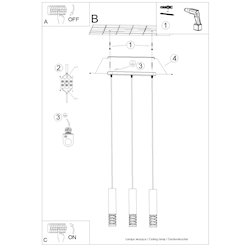 Lampa wisząca potrójna Lami 3L 3xGU10 listwa biała