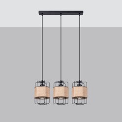 Lampa wisząca Loft GIZUR 3xE27 czarna ze sznurem