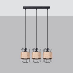 Lampa wisząca Loft GIZUR 3xE27 czarna ze sznurem