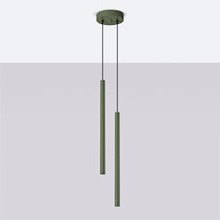 Lampa wisząca podwójna Pastelo 2xG9 okrągła zielona oliwka