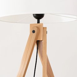 Lampa podłogowa drewniana Natt 1xE27 z białym abażurem