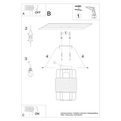 Lampa sufitowa Loft GIZUR 1xE27 czarna ze sznurem