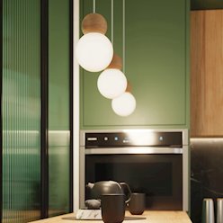 Lampa wisząca drewniana kula Pekka 1xG9 biała/naturalne drewno