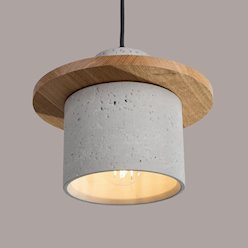 Lampa wisząca betonowa Mab 1xE27 szara/naturalne drewno