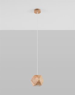 Lampa wisząca geometryczna WOODY 1xGU10 drewno